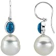 14K White Gold Paspaley South Sea Cultured Pearl and London Blue Topaz Earrings - 12.00mm