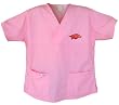 University of Arkansas Pink Scrubs Tops SHIRT -Size SM Arkansas Razorbacks For HER -Officially Licensed NCAA College Logo Apparel Unique GIFT Ideas For Mom Nurses Ladies Students Graduation