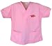 University of Arkansas Pink Scrubs Tops SHIRT -Size SM Arkansas Razorbacks For HER -Officially Licensed NCAA College Logo Apparel Unique GIFT Ideas For Mom Nurses Ladies Students Graduation