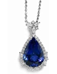 18K White Gold Tanzanite and Diamond Pendant -- LIFETIME WARRANTY