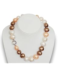 18" Baroque Shell Pearl 18MM With Black Diamond Silver Necklace