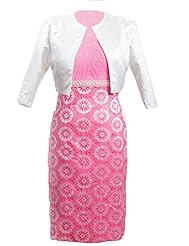 Sleeveless Knee Length  Lace Beaded Belted Mother-of-the-Bride Dress  With Pearls