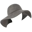 Winter Wool Ribbon Hat Floppy Ribbon 4-3/8" Brim Gray