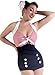 Stripe Navy Blue Retro Pin up Rockabilly Sailor Nautical Women's Bathing Suit Swimsuit Swimwear