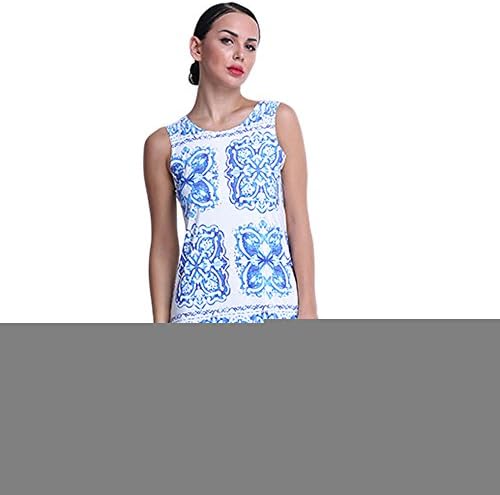 Yobba Women Geometry Pattern Print T-Shirt Sleeveless Casual Loose Short Dreses
