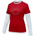 Nike Cincinnati Reds Ladies Red-White Double Layer Team Logo Long Sleeve T-shirt