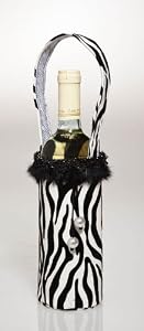 Zebra Wine Bag w/Maribou