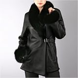 BGSD Women's Fox Fur Trim Shearling Coat