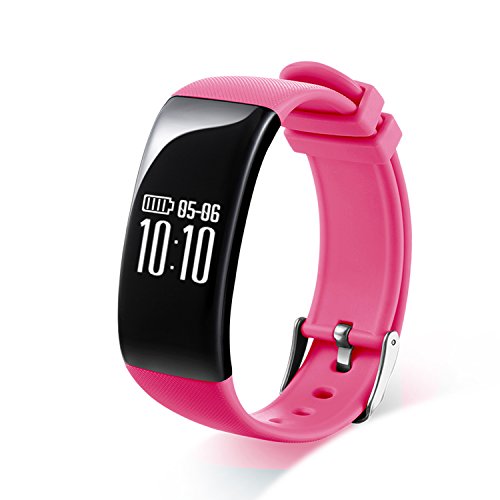 RG Waterproof Bluetooth Fitness Tracker Wristband Smart Bracelet With Heart Rate Monitor (Rose red)