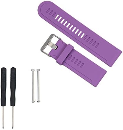 Accessory for Garmin tactix, Feier(TM) Soft Silicone Strap Replacement Watch Band + Lugs Adapters For Garmin tactix Watch (Purple)