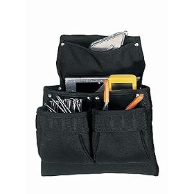 Click here to buy Custom LeatherCraft 5836 5 Pocket Professional Framer's Nail and Tool Bag by Custom Leather Craft.