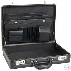 Kenneth Cole Lock It Up Attache' Black Leather Briefcase 51125