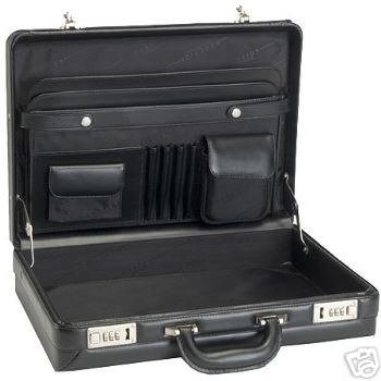 Kenneth Cole “Lock It Up” Attache’ Black Leather Briefcase 51125