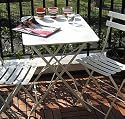 white folding metal bistro table - 77 x 57cm - suitable for outdoor use and indoors