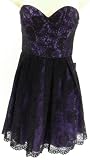 Bebe Paulina Dress Strapless Lace Overlay Blue Black L
