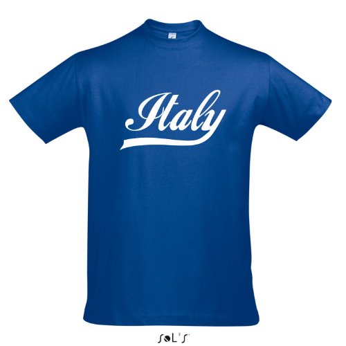 T-Shirt Italien Oldschool Italy LÄNDERSHIRT EM / WM FAN Trikot S-XXL , Royal blue – weiß , M