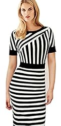 Striped Print Cocktail Short Sleeves Wrap Homecoming Dress/Party Dress/Wedding Dress/Midi Dress 