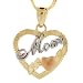 14K Solid Gold Tri-Color Mom Heart Diamond Cut Pendant