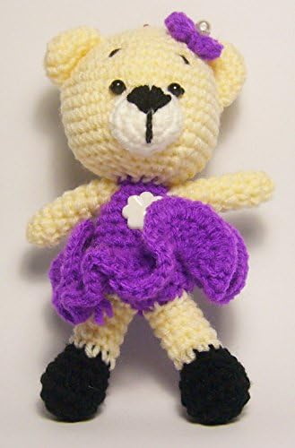 Teddy Bear Handmade Crochet Doll, Key Chain for Handbag or Decoration (Violet)