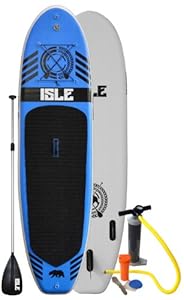 Isle 10ft Inflatable Stand Up Paddle Board with Pump and 3 Piece Adjustable Travel Paddle (6