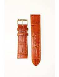 26mm Tan Matte Alligator Grain Flat Leather Watchband