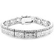 Silvertone, Three Rows of Radiant and Round Cut Clear CZ's, Box Clasp