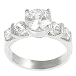 Silvertone Round-cut Cubic Zirconia Ring