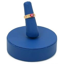 Blue Leather Finger Ring Display Jewelry Case Stand 3"