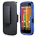 Fosmon STURDY Shock Absorbing Dual Layer Hybrid Holster Cover Kickstand Case for Motorola Moto G (1st Generation Only) / Motorola DVX - Retail Packaging (Dark Blue)