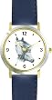 White Mare and Foal - JP - Horse - WATCHBUDDY&reg; DELUXE TWO-TONE THEME WATCH - Arabic Numbers - Blue Leather Strap-Children's Size-Small ( Boy's Size & Girl's Size )