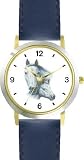 White Mare and Foal - JP - Horse - WATCHBUDDY&reg; DELUXE TWO-TONE THEME WATCH - Arabic Numbers - Blue Leather Strap-Children's Size-Small ( Boy's Size & Girl's Size )