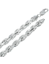 7MM Thick - Rope Link Chain Necklace/Bracelet - Genuine .925 Solid Sterling Silver