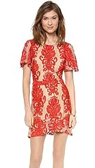 Cotton/Polyamide/Polyester/Spandex Embroidered Mesh Mini Dress 