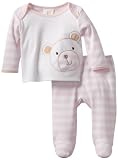 ABSORBA Baby-Girls Newborn Stripe Two Piece Footed Pant Set