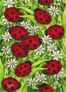Ladybug and Daisies Garden Flag High Quality Vivid Colors