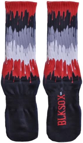 BLKSOX Bred Jordan Drips Paint Sublimated Crew Socks 10-13