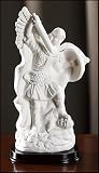 Saint Michael the Archangel 8 1/2 Inch High Porcelain and Wood Statue with Holy Card Patron of Military and Police