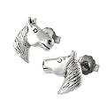 Silver Horse Head Stud Earrings