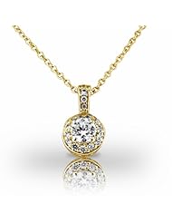 14KT Yellow Gold Beautiful Diamond Halo Pendant for Round Brilliant Diamond. 3/4 CTW