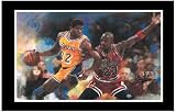Michael Jordan Guarding Magic Johnson Sports Poster Print - 11x17