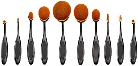 Lk4it Professional 10 Pcs Soft Oval Toothbrush Makeup Brush Sets Cosmetic Foundation Cream Powder Blush Makeup Tool