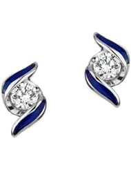 Sirena Diamond and Blue Ceramic Earrings 1/7ctw