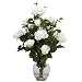 White Rose Bush w/Vase Silk Flower Arrangement