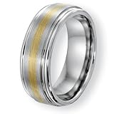Chisel Cobalt Chromium 14k Gold Inlay Satin/Polish 8mm Band