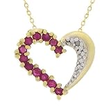 18K Gold Over Sterling Silver .60 CTW Ruby  Diamond Accent Open Heart Pendant