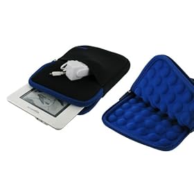 rooCASE Super Bubble Neoprene Sleeve Case Cover for Amazon Kindle Fire 7-Inch Tablet / Amazon Kindle Touch 3G / Amazon Kindle 3 (Black / Dark Blue): MP3 Players &amp; Accessories