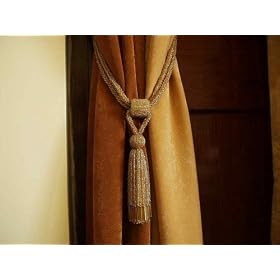 Pair Golden Beaded decorative Tassel Tieback