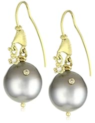 Vibes "Edgy" 18 Karat Gold, Grey South Sea Pearl and Diamond Earrings