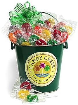Candy Creek Fruit Lollipops in a Green Gift Pail, 2 lbs.