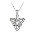 Sterling Silver Celtic Knot Triangle Pendant w/ Rolo Chain, 18"